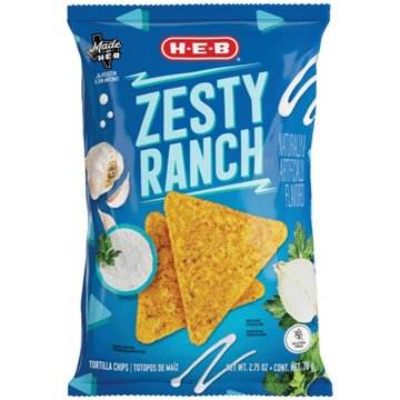 H-E-B Zesty Ranch Flavored Tortilla Chips, 2.75 oz
