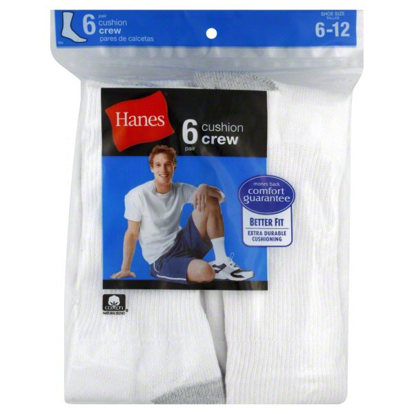 Hanes Men's Cushion Crew Socks White Size 612 Shop Socks & Hose at