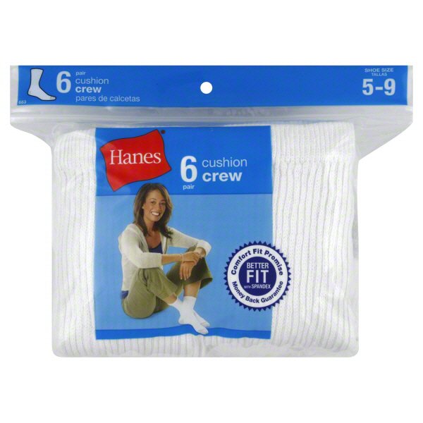 Hanes Cushion Crew Women's Socks White Sizes 5-9 - Shop Socks & Hose at ...