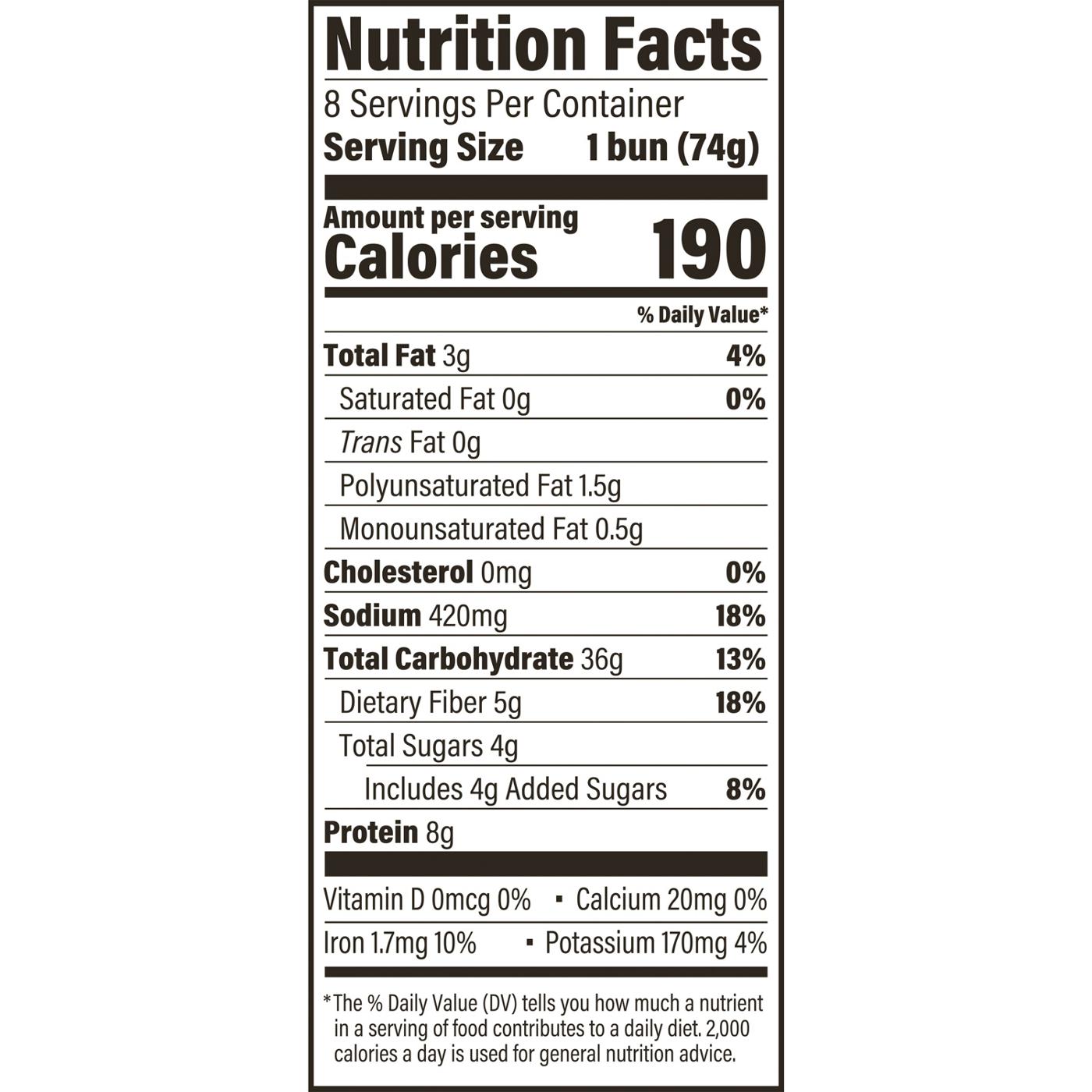 Oroweat Whole Wheat Buns; image 2 of 3