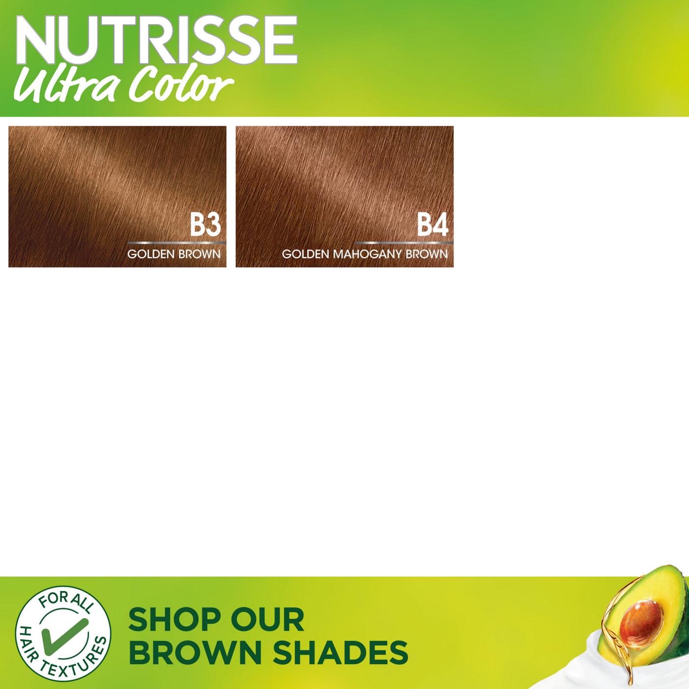 Garnier Nutrisse Ultra Color Nourishing Bold Permanent Hair Color Creme B3 Golden Brown; image 9 of 10