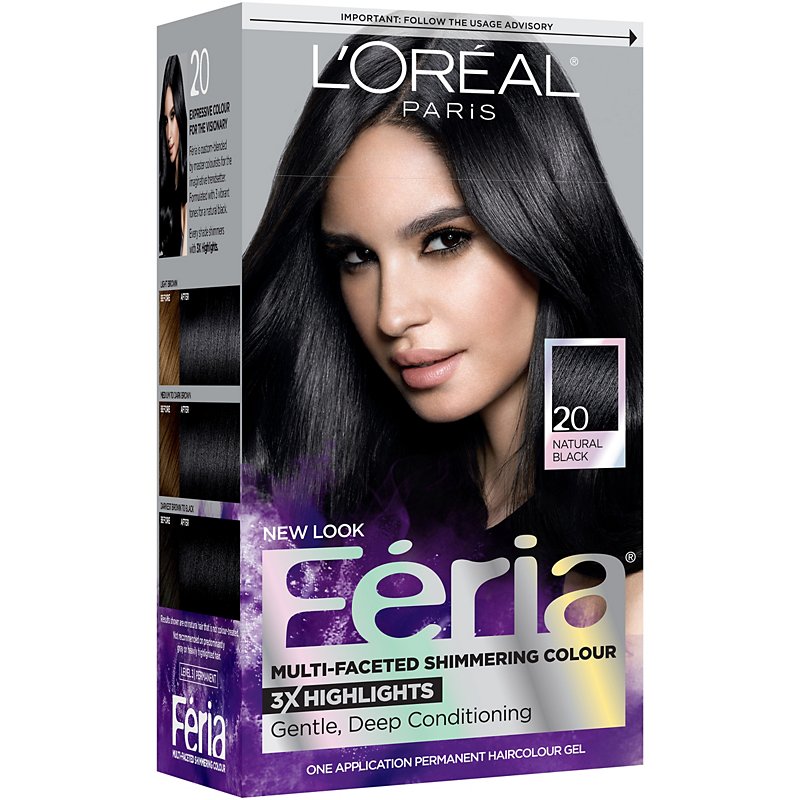 L'Oréal Paris Feria Multi-Faceted Permanent Hair Color - 20 Natural Black -  Shop Hair Care at H-E-B