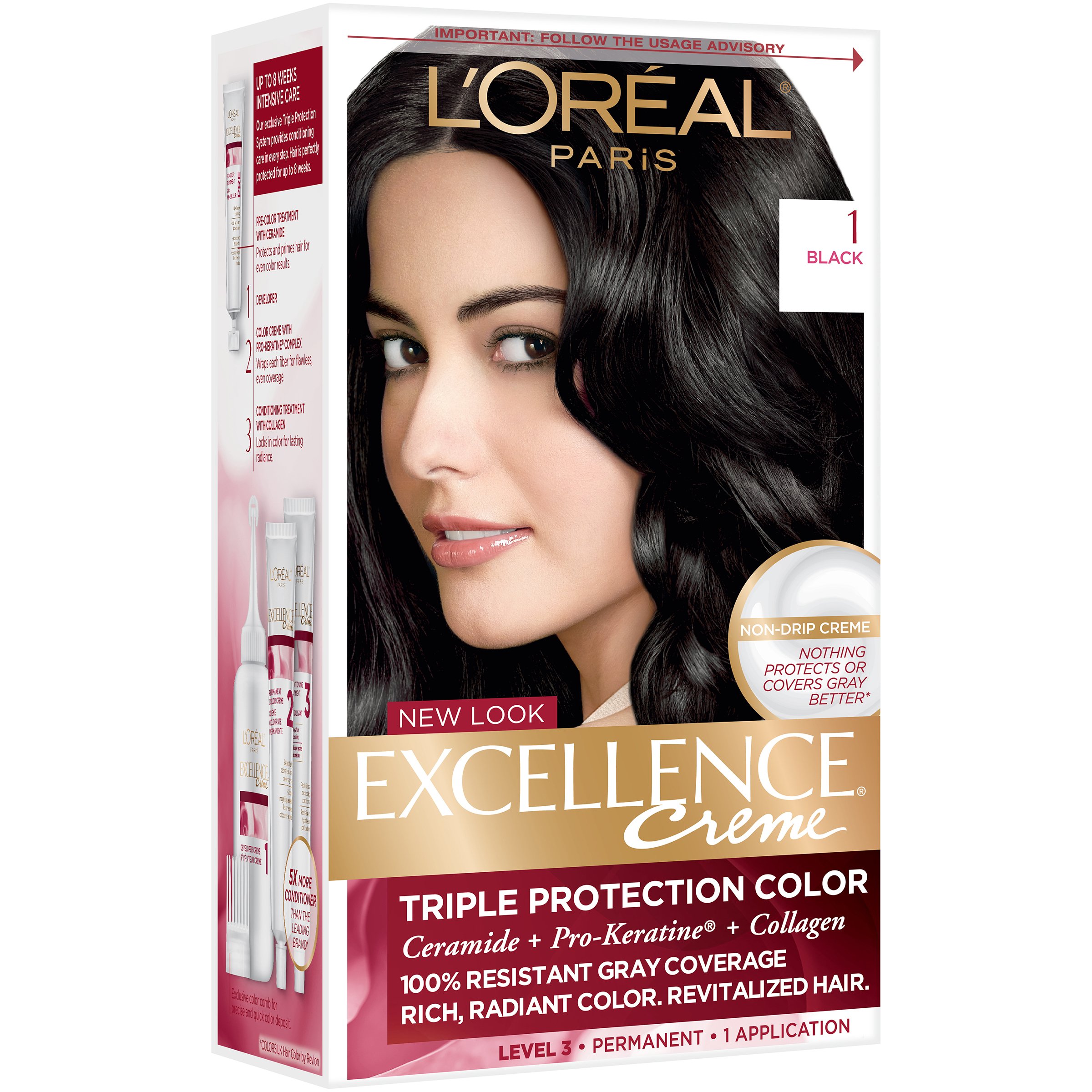 L'Oréal Paris Excellence Créme Permanent Hair Color, 1 Black - Shop Hair  Color at H-E-B