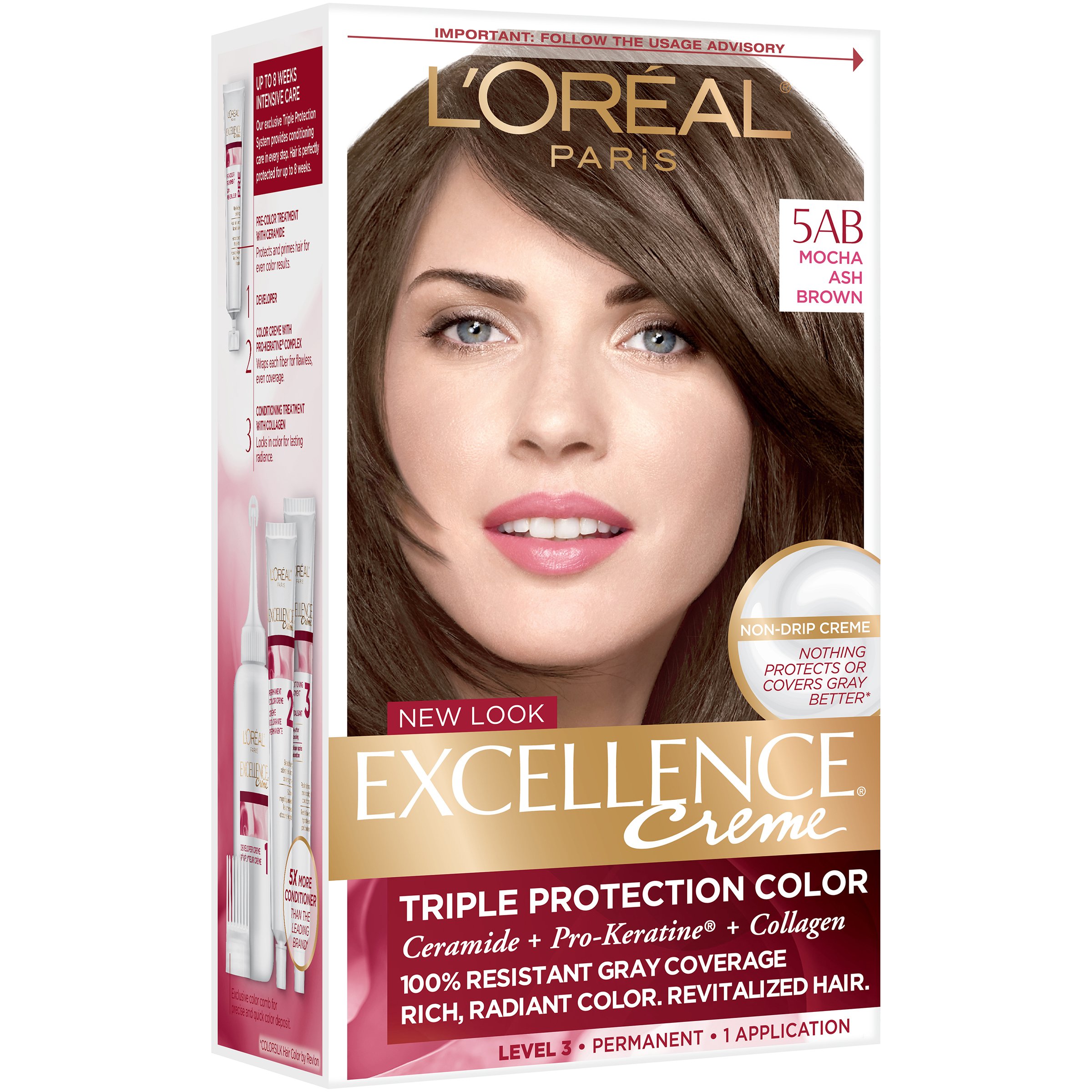 L'Oréal Paris Excellence Créme Permanent Hair Color, 5AB Mocha Ashe ...