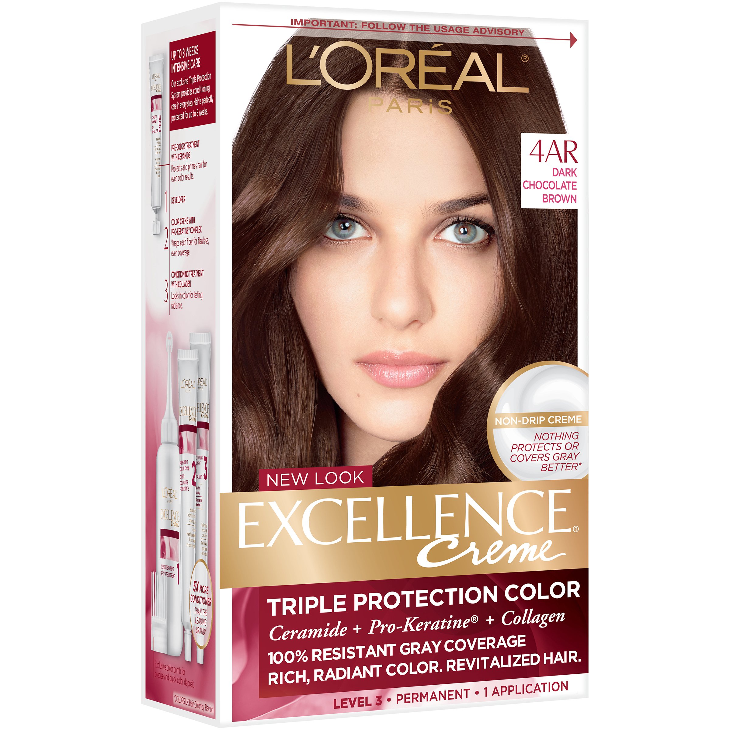 L'Oréal Paris Excellence Créme Permanent Hair Color, 4AR Dark Chocolate  Brown - Shop Hair Color at H-E-B