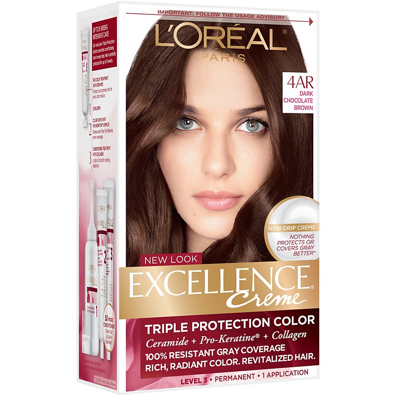 L'Oréal Paris Excellence Créme Permanent Hair Color, 4AR Dark Chocolate  Brown - Shop Hair Care at H-E-B