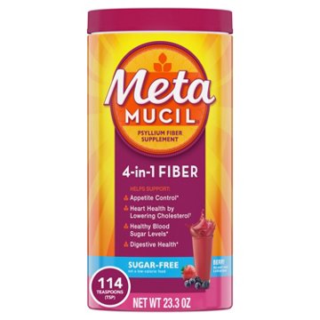 Metamucil 4-in-1 Fiber Supplement Drink, Psyllium Husk Powder, Sugar-Free, Berry Flavor