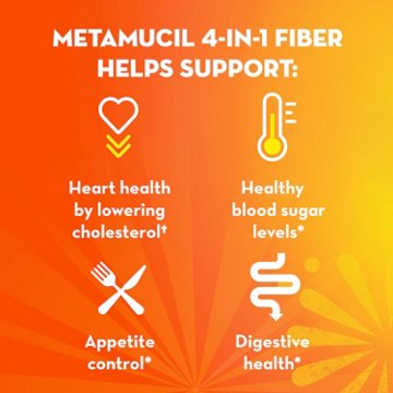 Metamucil 4-in-1 Fiber Supplement Drink, Psyllium Husk Powder, Sugar-Free, Berry Flavor