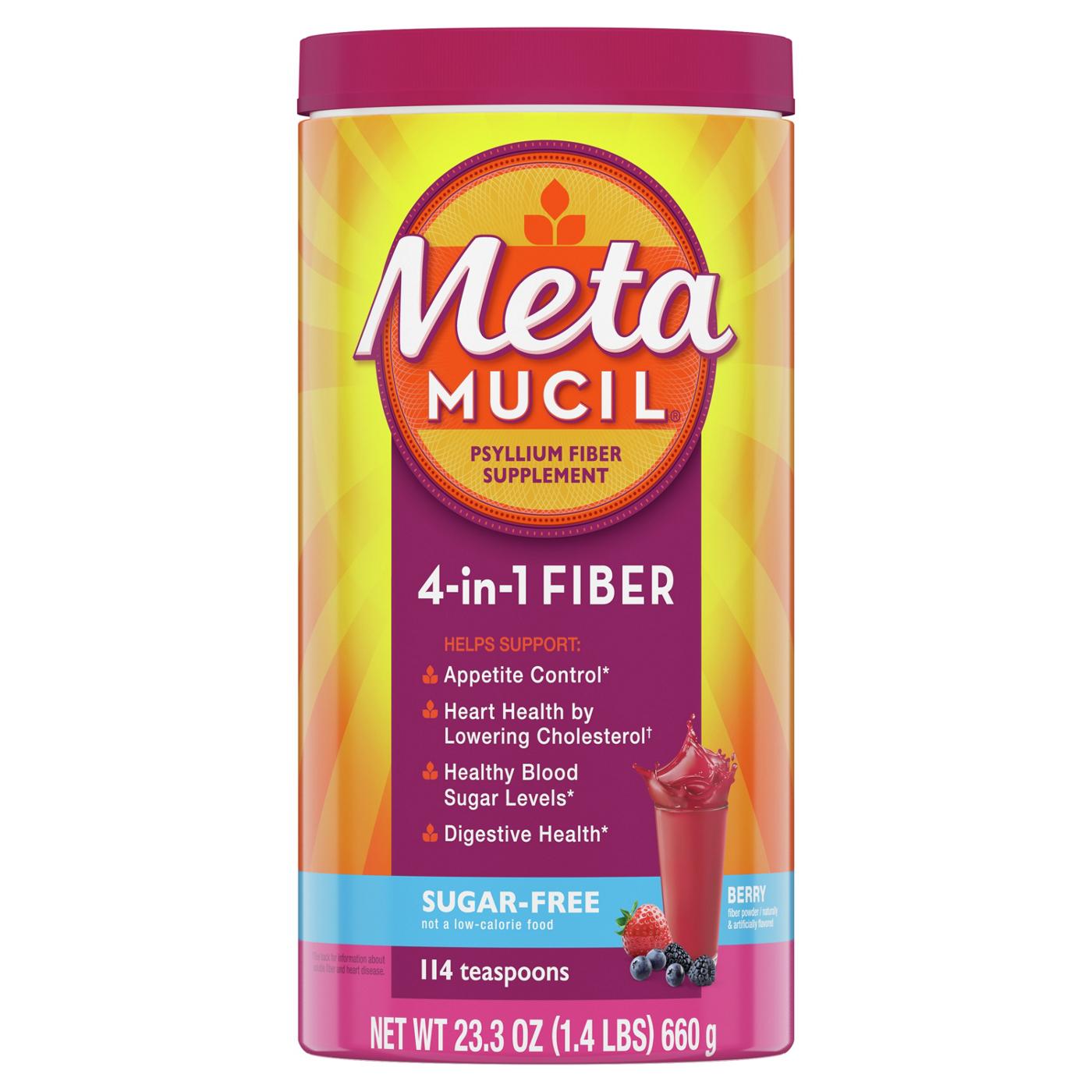 Metamucil 4-in-1 Fiber Supplement Drink, Psyllium Husk Powder, Sugar-Free, Berry Flavor; image 4 of 7