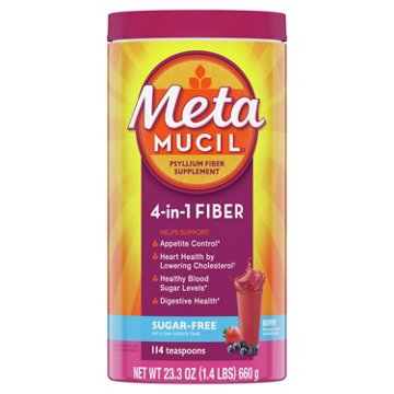 Metamucil 4-in-1 Fiber Supplement Drink, Psyllium Husk Powder, Sugar-Free, Berry Flavor