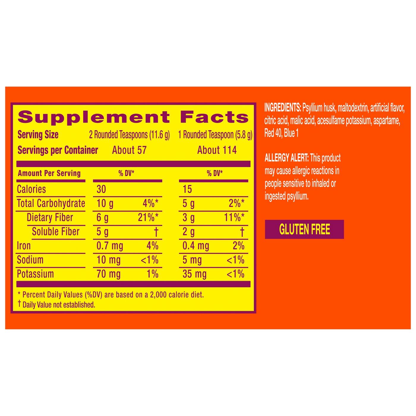 Metamucil 4-in-1 Fiber Supplement Drink, Psyllium Husk Powder, Sugar-Free, Berry Flavor; image 6 of 7