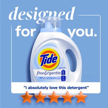 Tide Free & Gentle Liquid Laundry Detergent, 64 Loads - Unscented
