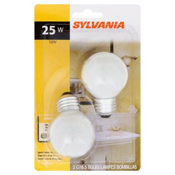 Sylvania G16.5 25-Watt Indoor Light Bulbs, 2 pk