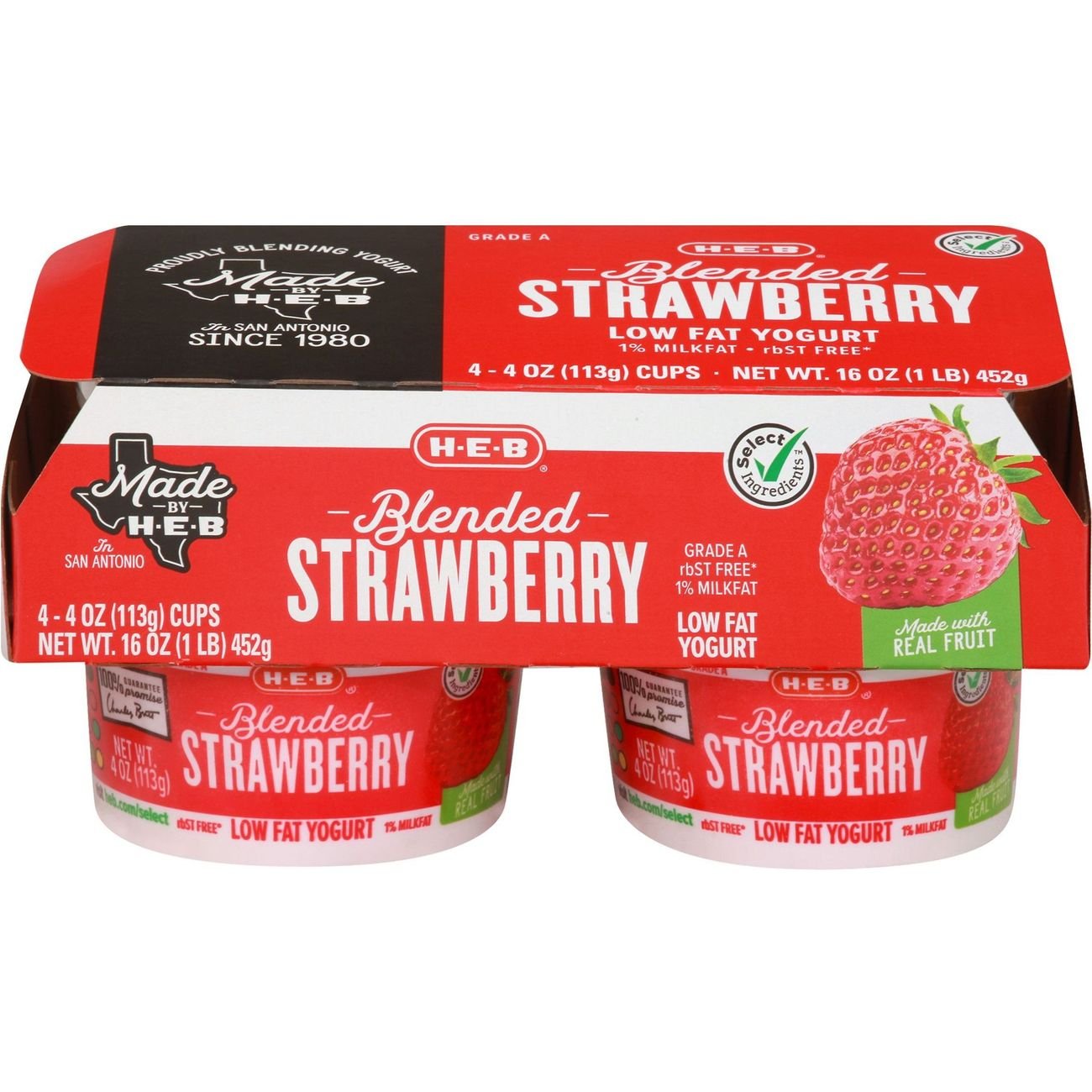 H-E-B Select Ingredients Blended Low-Fat Strawberry Yogurt - Shop ...