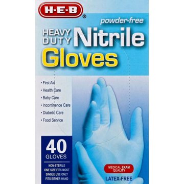 H-E-B Powder Free Nitrile Gloves – Heavy Duty, 40 ct