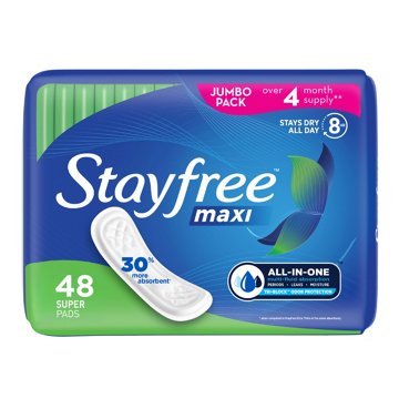 Stayfree Maxi Super Long Pads without Wings, 48 ct