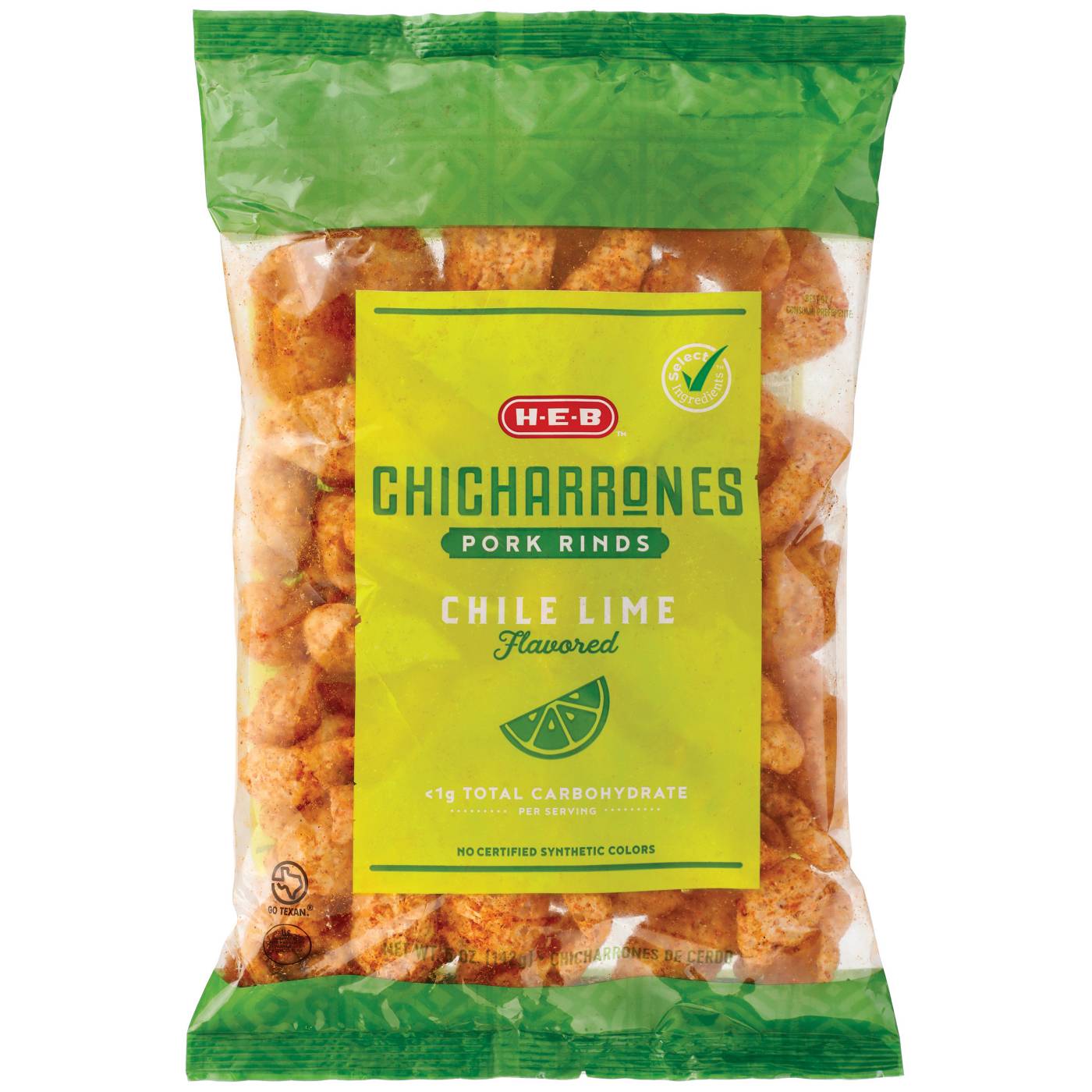 H-E-B Chicharrones Pork Rinds - Chile Lime; image 1 of 2