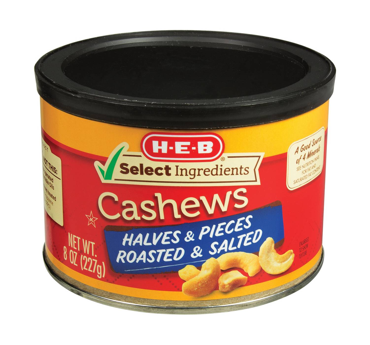 H-E-B Halves & Pieces Roasted & Salted Cashews; image 1 of 2