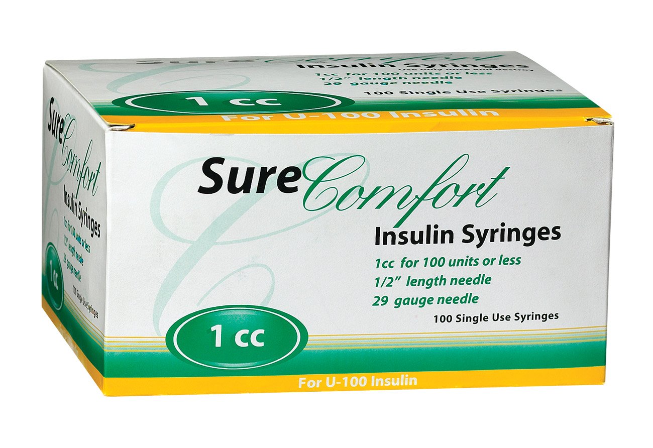 Sure Comfort 1cc 1/2" Long Needle 29 Gauge Insulin Syringes Shop at HEB