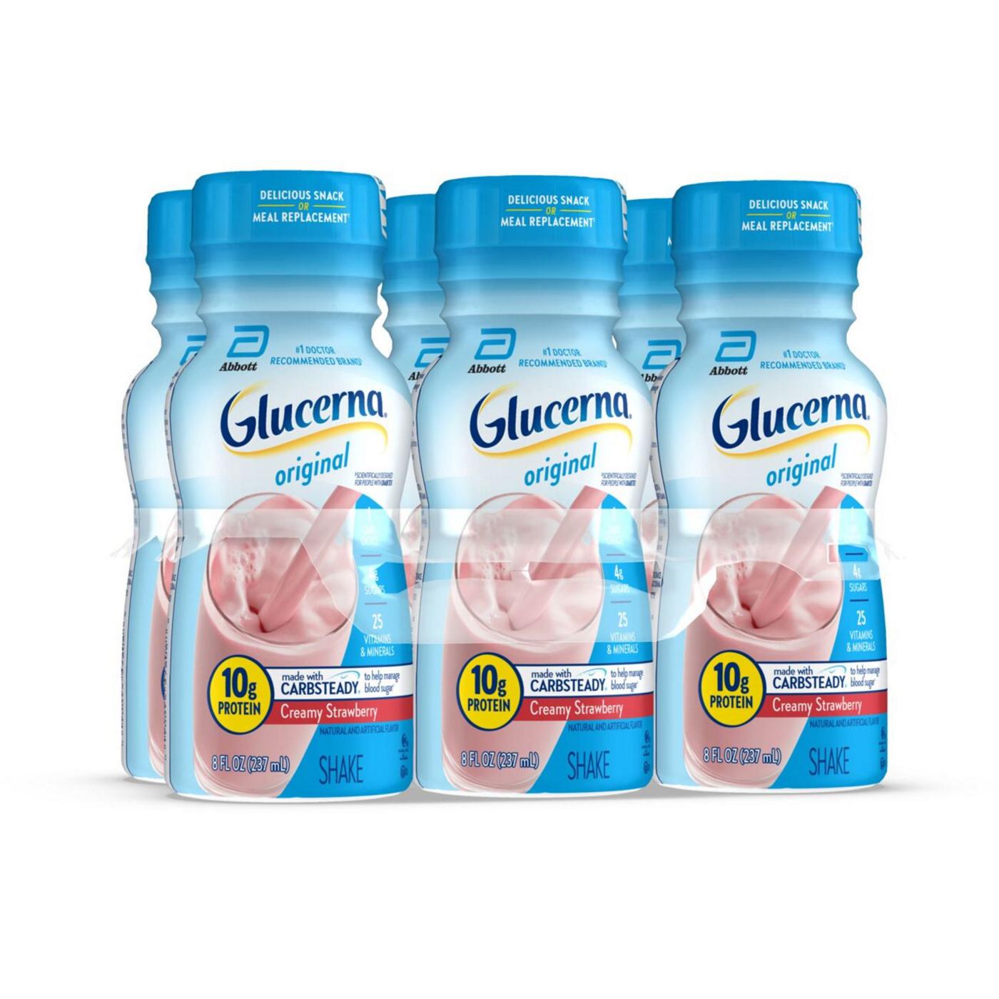 Glucerna 10g Protein Diabetes Nutritional Shake - Creamy Strawberry, 8 fl oz Bottles; image 2 of 13