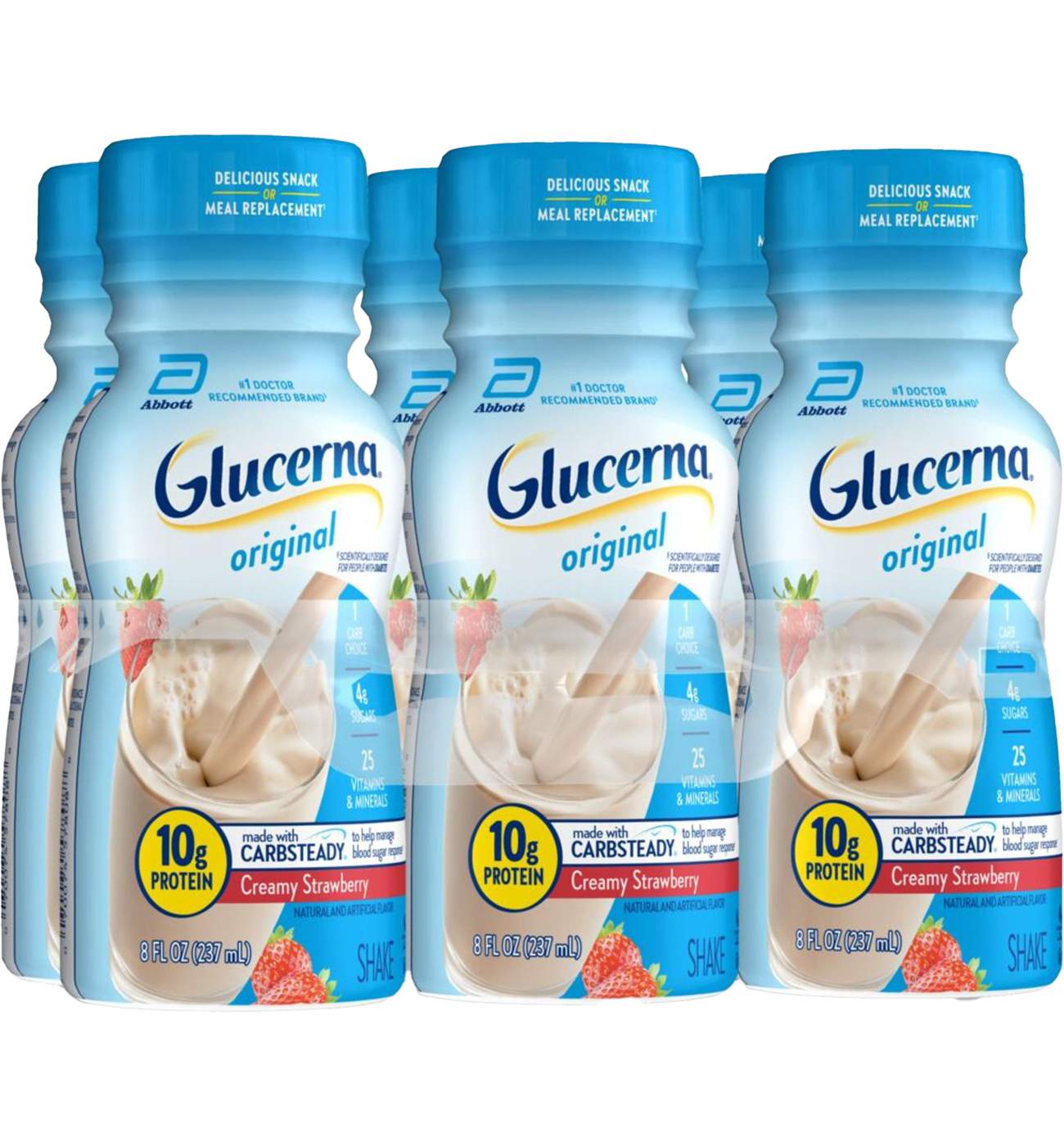 Glucerna 10g Protein Diabetes Nutritional Shake - Creamy Strawberry, 8 fl oz Bottles; image 1 of 11