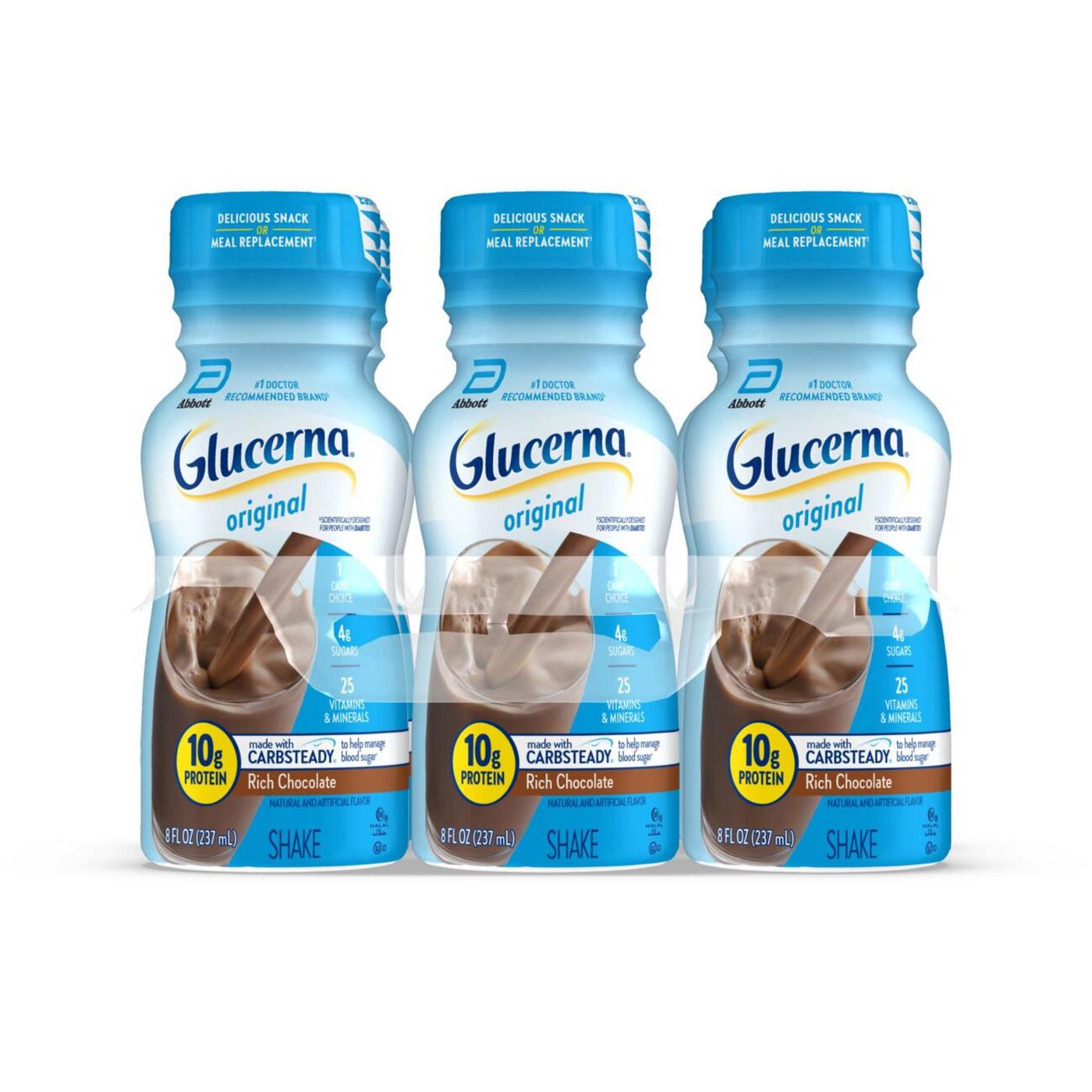 Glucerna 10g Protein Diabetes Nutritional Shake - Rich Chocolate, 8 fl oz Bottles; image 1 of 10