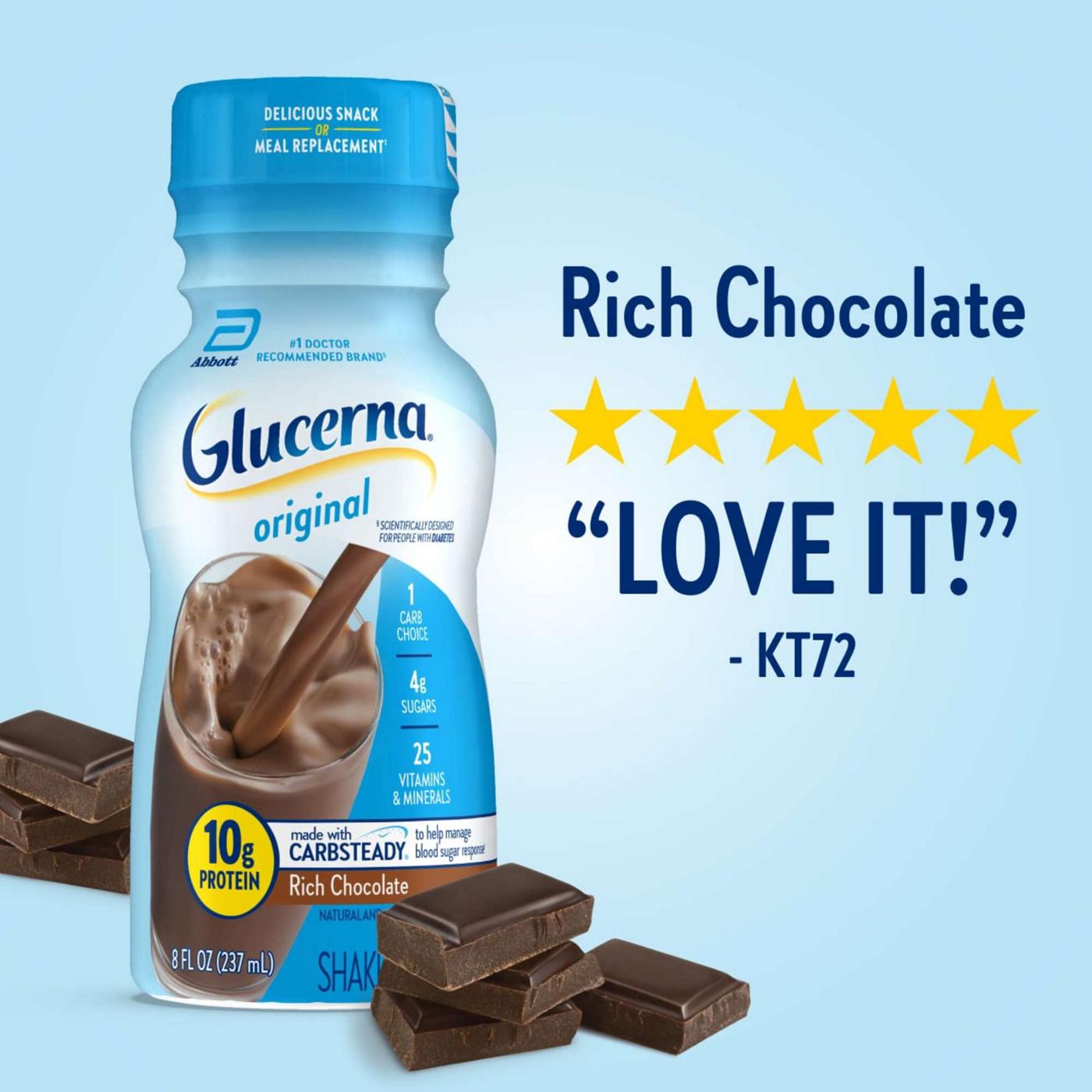Glucerna 10g Protein Diabetes Nutritional Shake - Rich Chocolate, 8 fl oz Bottles; image 8 of 10