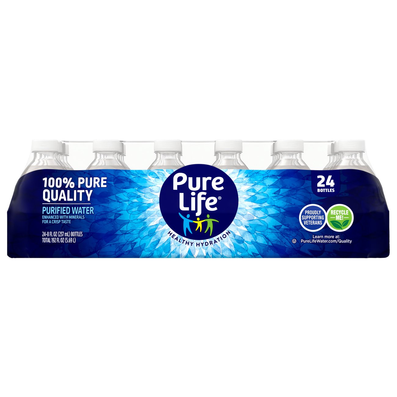 Pure Life Purified Bottled Water, 1 Liter, 18-pack