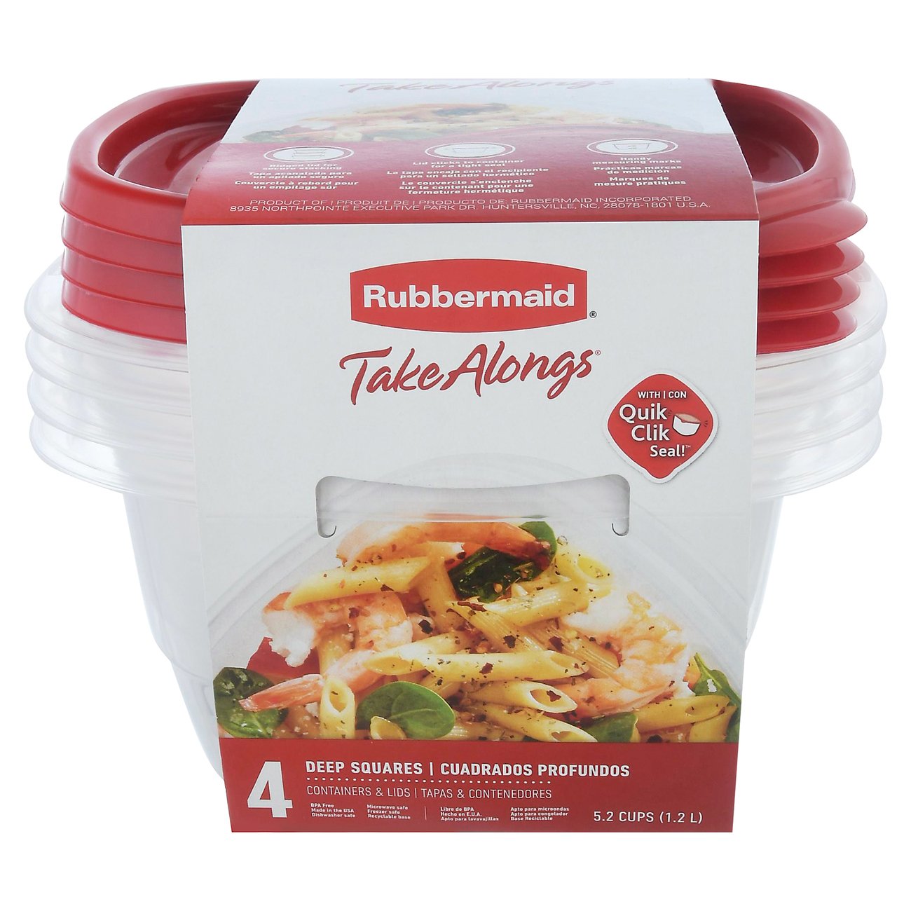 Rubbermaid TakeAlongs Deep Square 5.2 Cup Food Storage Containers ...