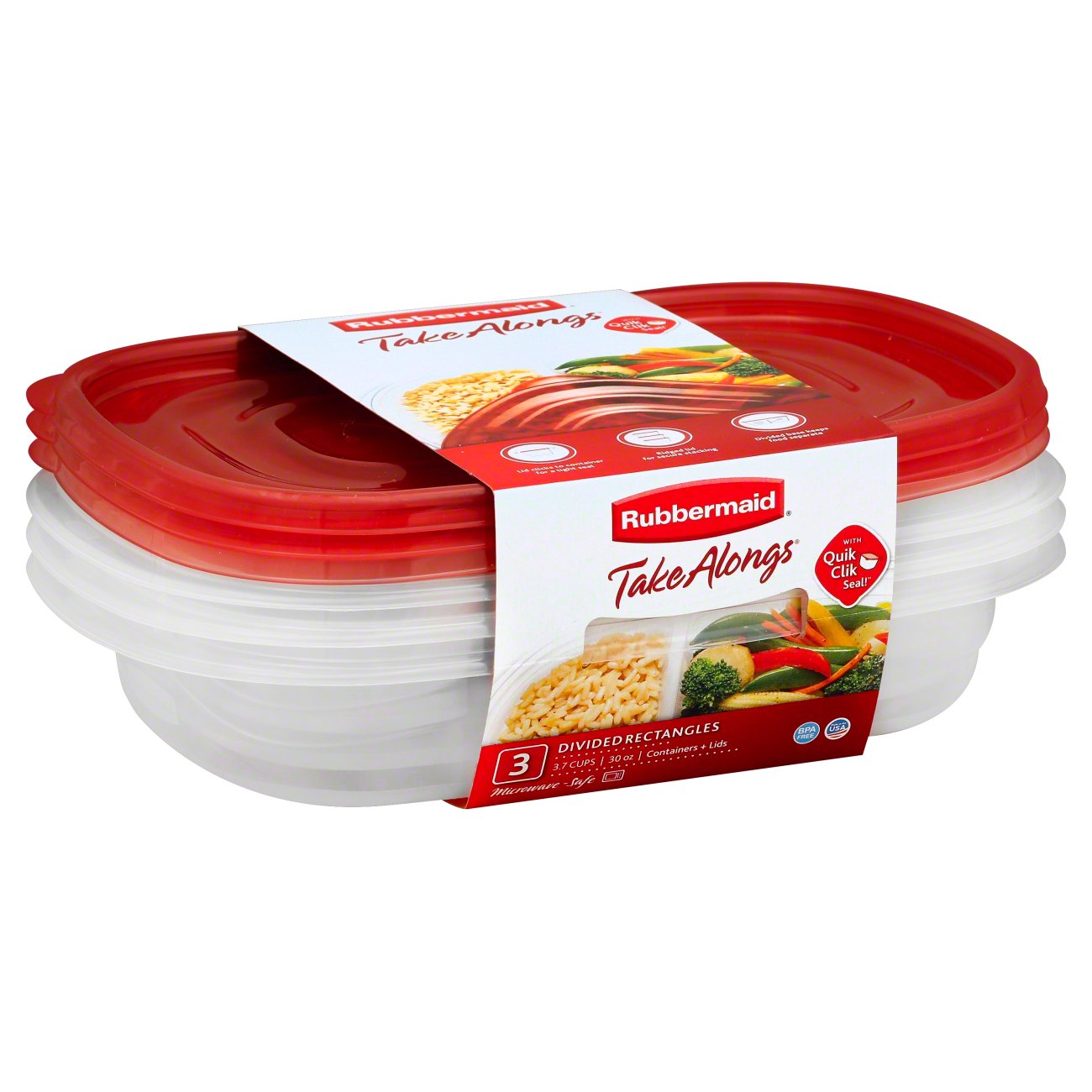 Rubbermaid TakeAlongs Divided Rectangle 3.7 Cup Food Storage Containers