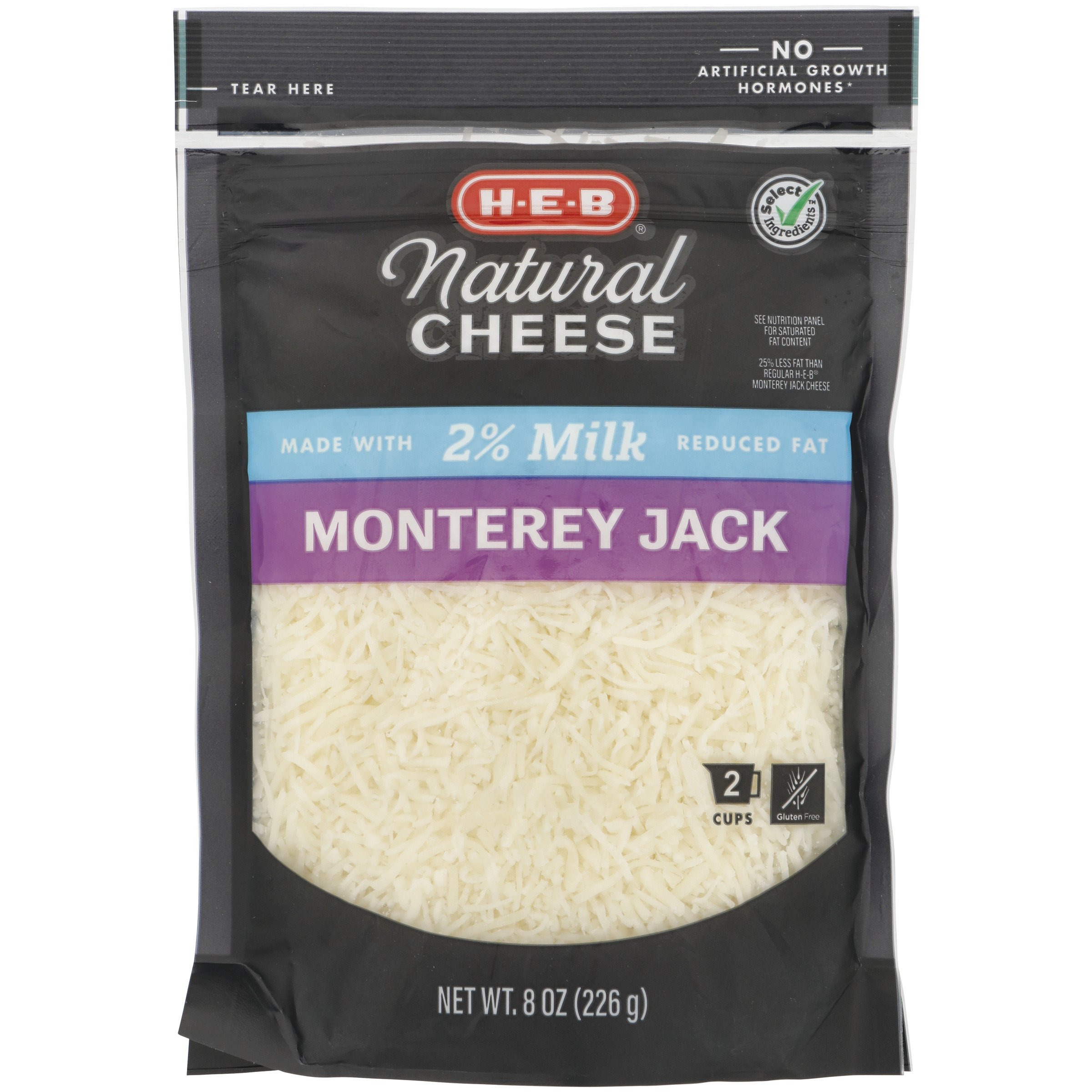 H-E-B Select Ingredients Reduced Fat Monterey Jack Cheese, Shredded ...