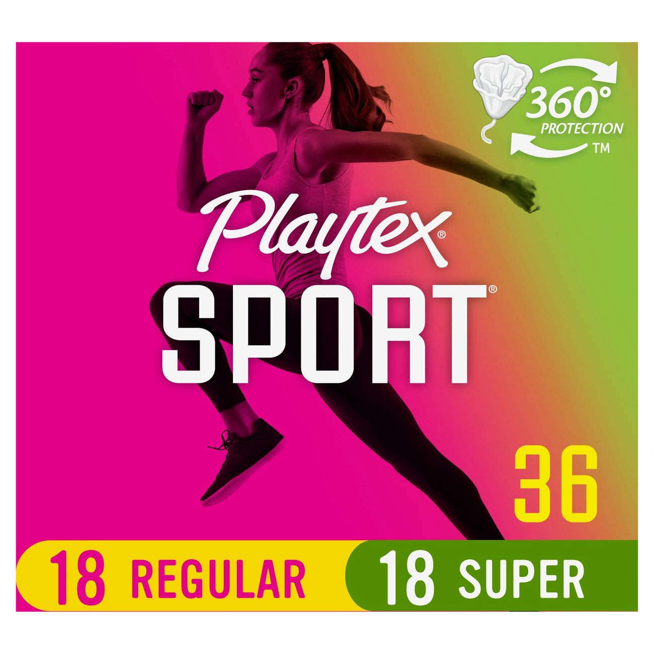 Playtex Sport Tampons, Regular Absorbency, Fragrance-Free - 18ct