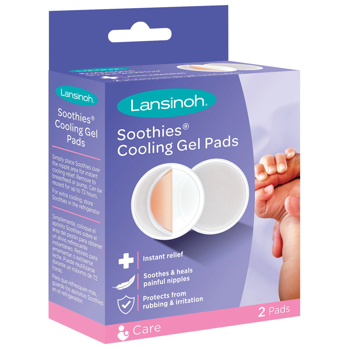 Lansinoh Soothies Cooling Gel Pads, 2 Count, Breastfeeding Essentials,  Provides Cooling Relief for Sore Nipples