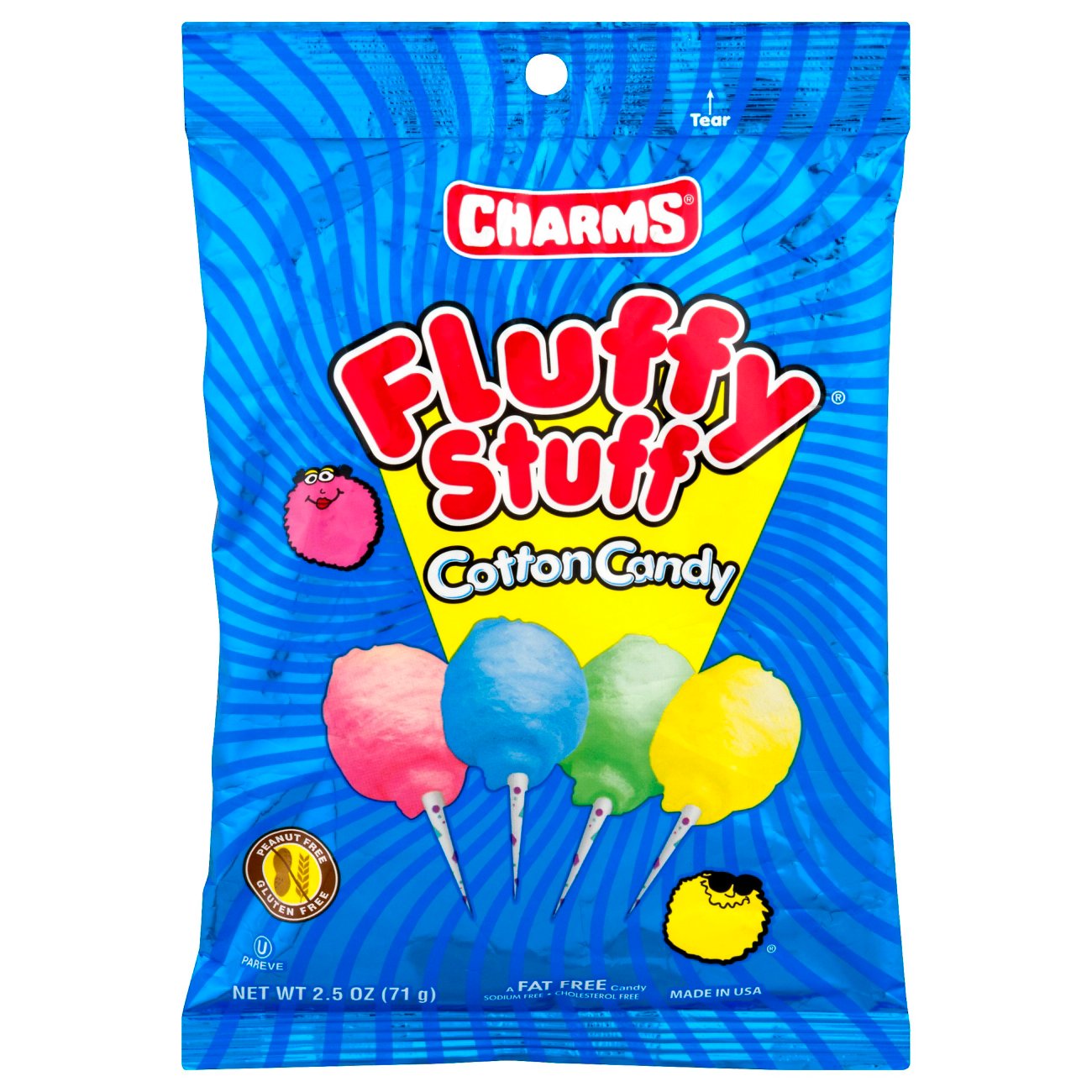 Charms Fluffy Stuff Fruit Cotton Candy, 1 oz, 12/Box (209-00127