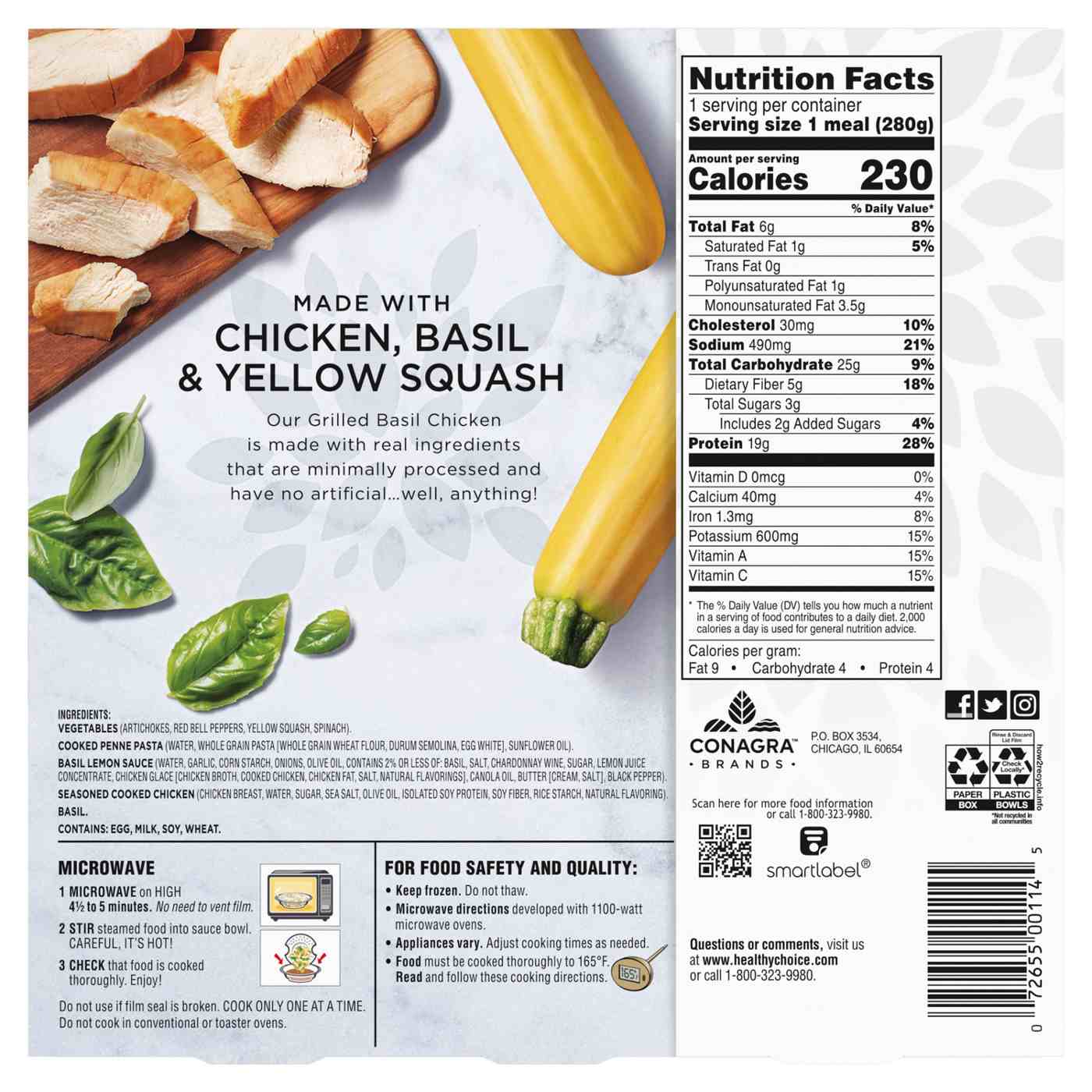 Healthy Choice Simply Steamers Grilled Basil Chicken Frozen Meal Shop