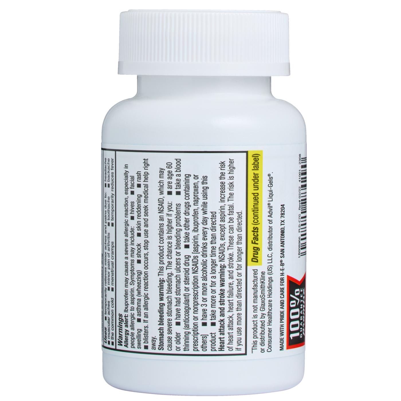 H-E-B H-E-B Ibuprofen Fever & Pain Relief Softgels – 200 mg; image 3 of 4