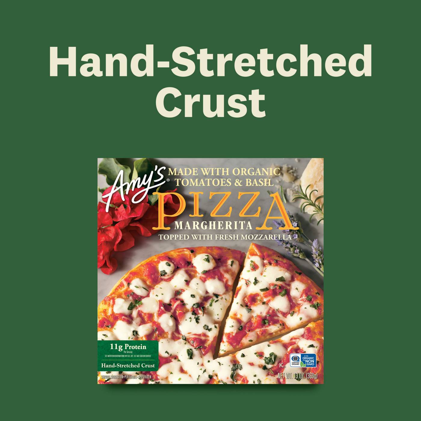 Amy's 11g Protein Frozen Margherita Pizza; image 12 of 12