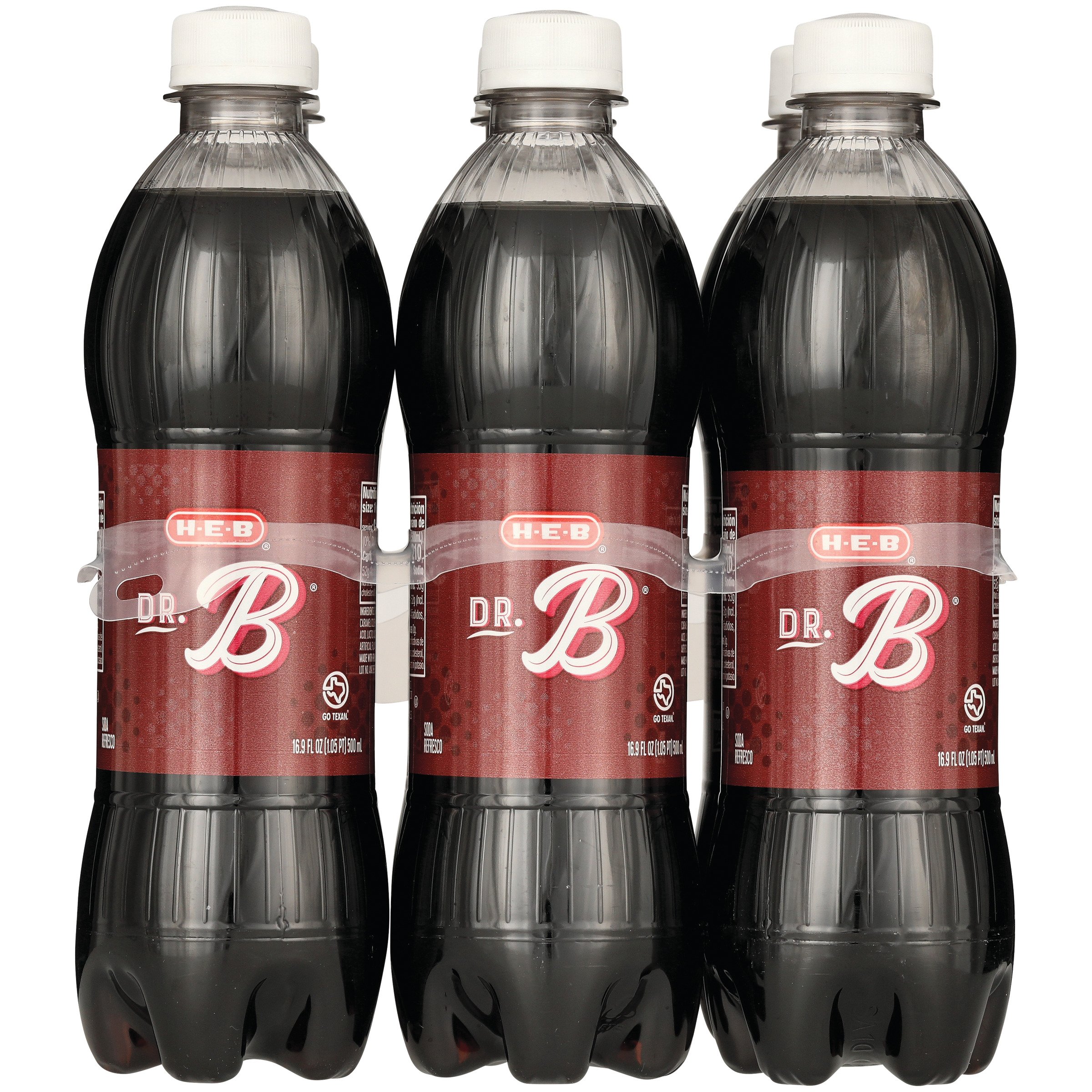 H-E-B Dr. B Soda 6 pk Bottles, 16.9 oz