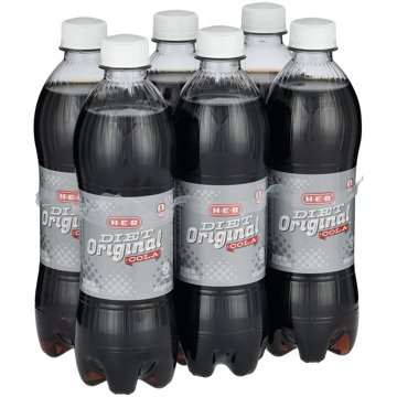 H-E-B Diet Original Cola 6 pk Bottles