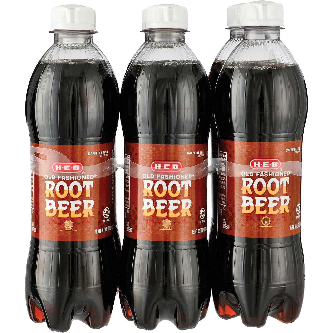 H-E-B Old Fashioned Root Beer Soda 6 pk Bottles; image 1 of 2