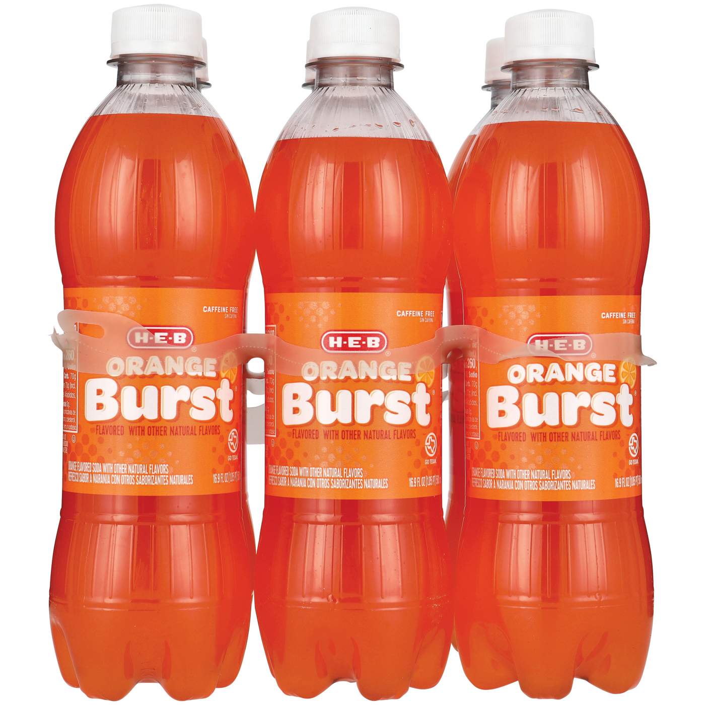 H-E-B Orange Burst Soda 6 pk Bottles; image 1 of 2