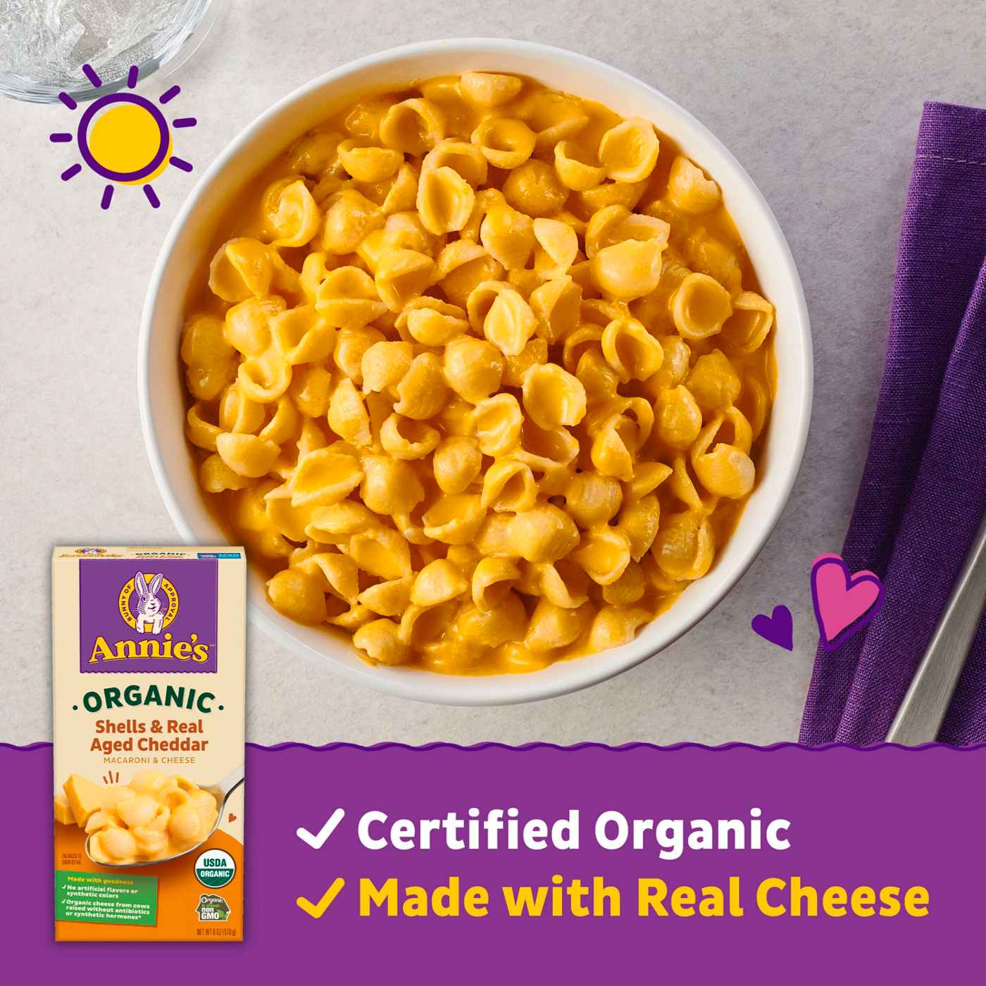 Annie's Organic Shells & Real Aged Cheddar Macaroni and Cheese; image 4 of 5