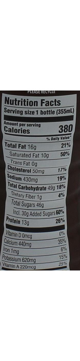 chocolate milk carton nutrition facts
