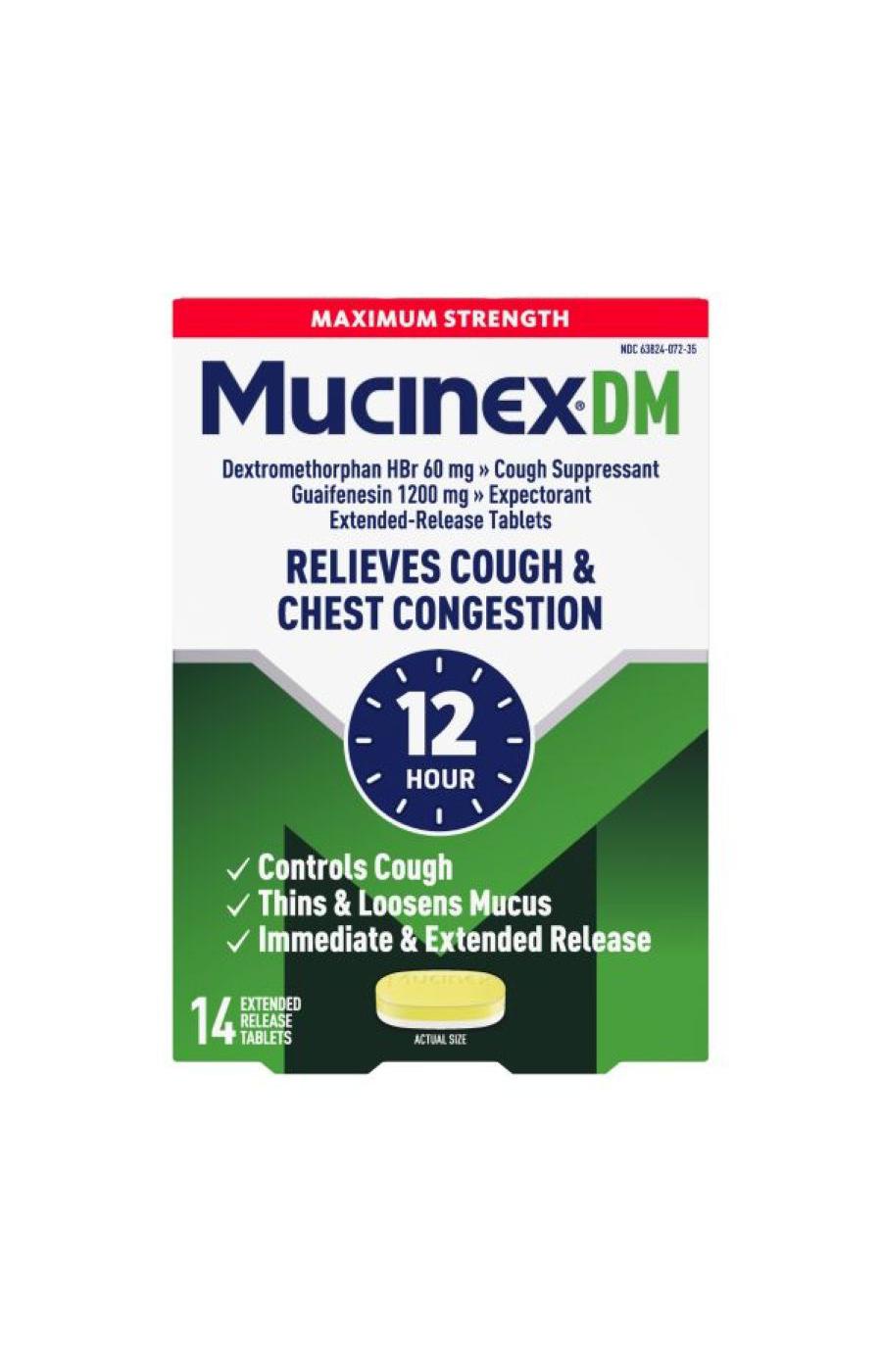 Mucinex DM Maximum Strength 12-Hour Expectorant and Cough Suppressant Tablets; image 1 of 6