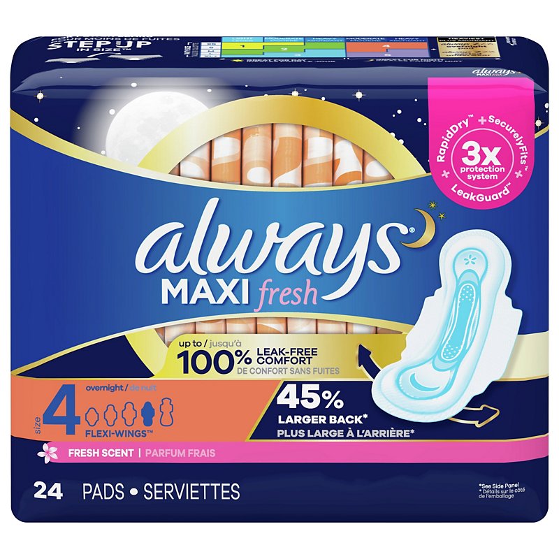 Always Maxi Fresh Scent Overnight Pads with Flexi-Wings Size 4 - Shop ...