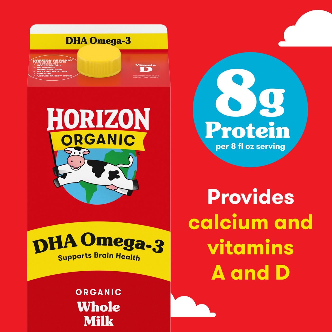 Horizon Organic Whole Dha Omega-3 Milk, Half Gallon; image 2 of 5