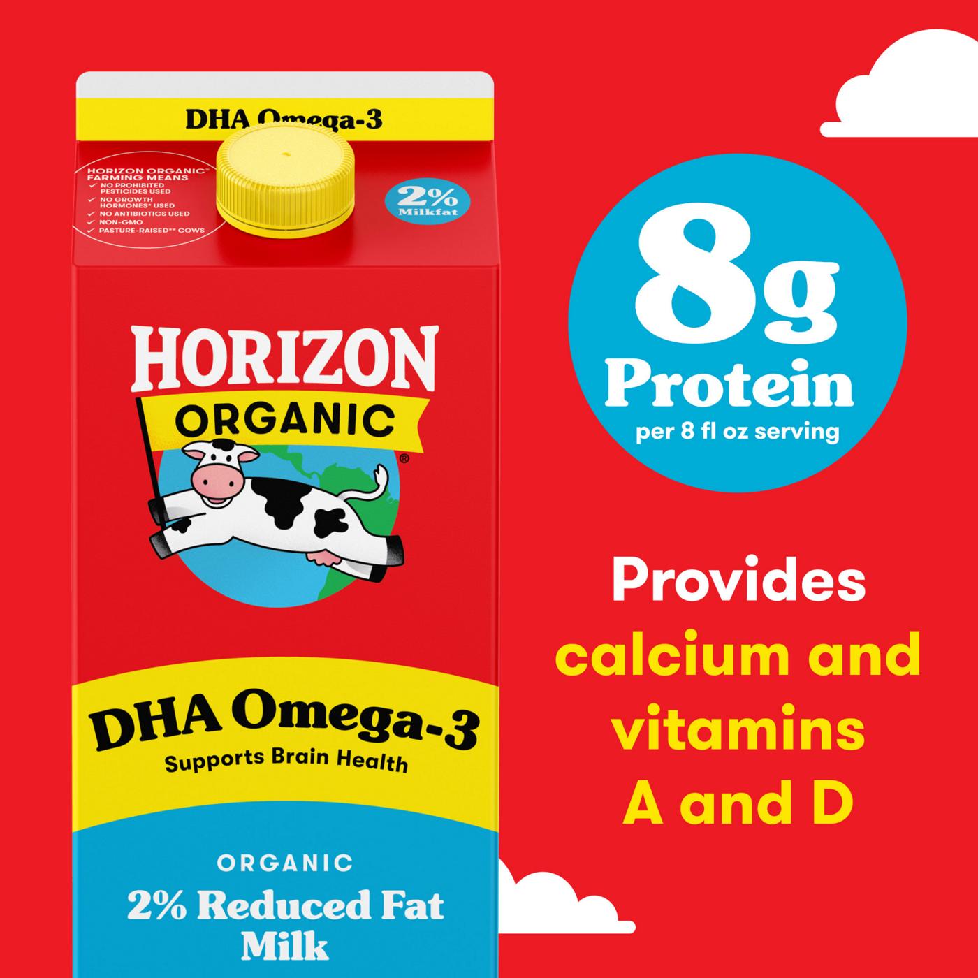 Horizon Organic 2% Reduced Fat Dha Omega-3 Milk, Half Gallon; image 2 of 5
