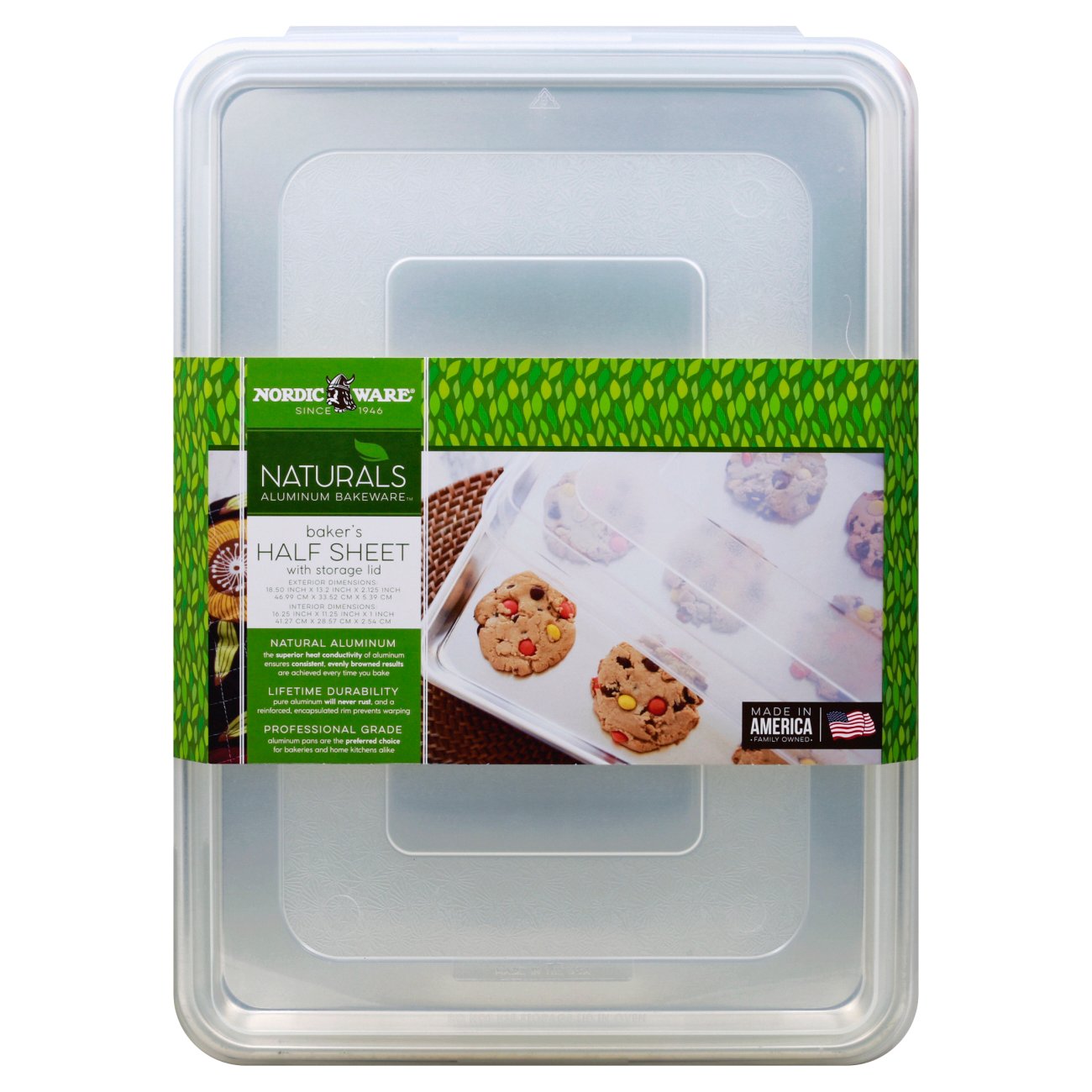 Nordic Ware Natural Aluminum Half Sheet Cookie Pan, 18 inch x 13 inch