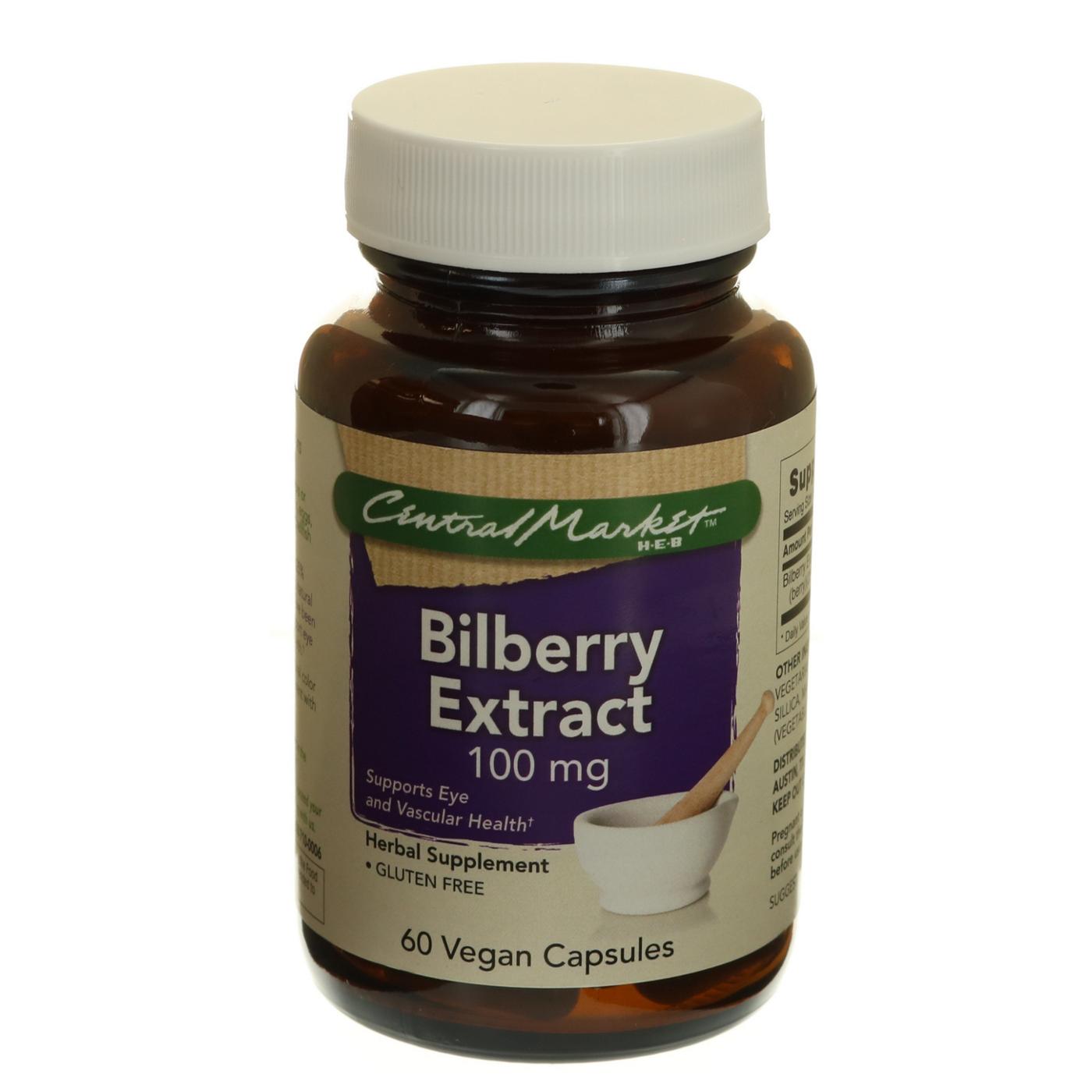 Central Market Live Well Bilberry Extract 100 mg Vegetarian Capsules; image 1 of 2