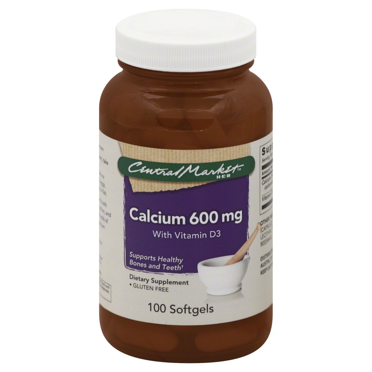Central Market Calcium 600 mg With Vitamin D3 Softgels Shop Minerals at HEB